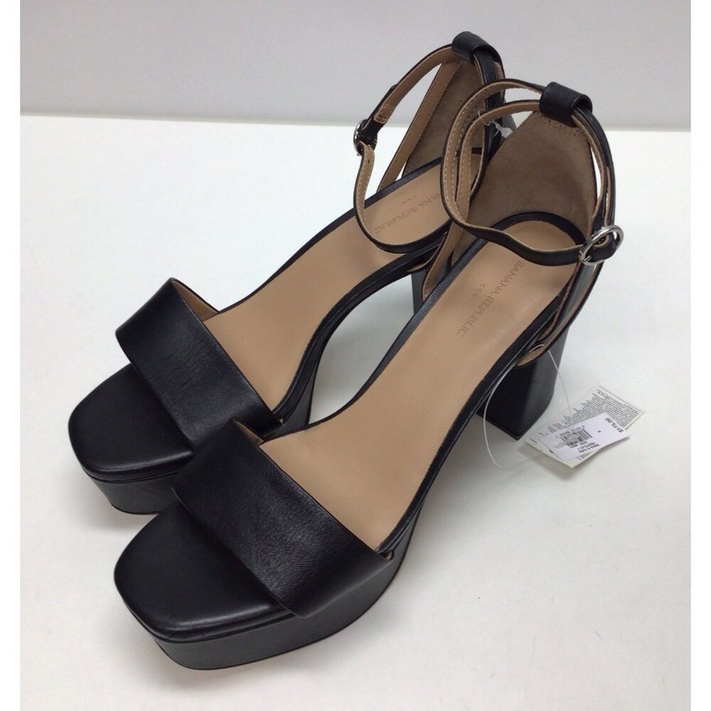 Banana Republic Leather Platform Dress Heels Black Women's Size 9 NWT $175